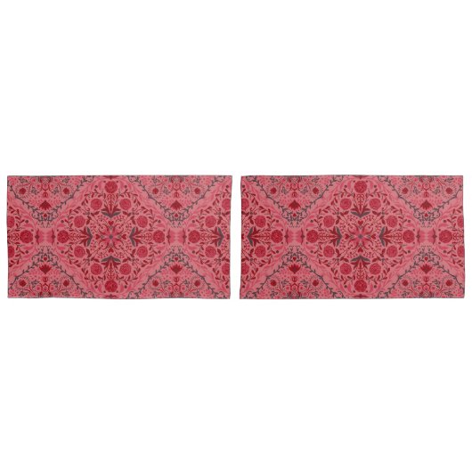 Tegels van Florence in rood en watermeloensroze Kussensloop (Voorkant-Set)