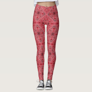 Tegels van Florence in rood en watermeloensroze Leggings