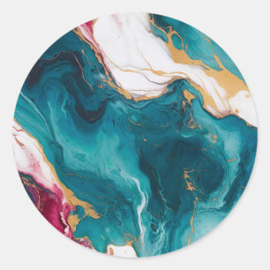 Tegels van Teal & Crimson Marmer Elegantie Ronde Sticker
