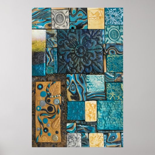 Tegels van Turquoise en Gold Mosaic Poster (Voorkant)
