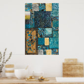 Tegels van Turquoise en Gold Mosaic Poster (Keuken)
