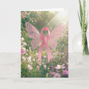 Tegemoetkoming Borstkanker Roze Lint Vlinder Kaart