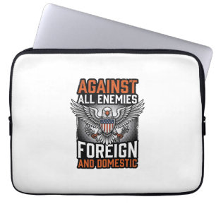 Tegen Alle Vijanden Patriottische Adelaar Shirt On Laptop Sleeve