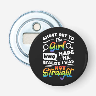 Tegen de Meisje Lesbische Trots LGBT T-shirt G Button Flesopener