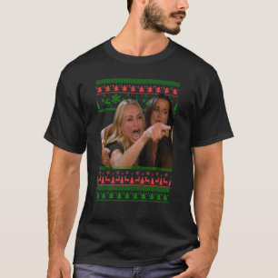 Tegen een kat schreeuwen Lelijk Kerstsweater Meme  T-shirt