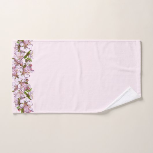 Teinte claire rose avec bordure en fleur de printe (Serviette à main)