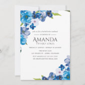 teintes de Blue Floral Bachelorette Invitation du (Devant)