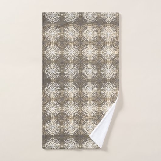 Teintes de gris, beige et dentelle blanche (Serviette à main)