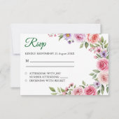 Teintes de Simple Violet Floral Mariage RSVP (Devant)