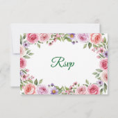 Teintes de Simple Violet Floral Mariage RSVP (Dos)