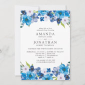 Teintes du bleu Floral Rehearsal Dîner invitation (Devant)