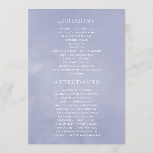Teintes du programme de mariage floral bleu (Dos)