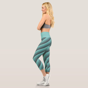 Teintes vertes Diagonal Stripes Capri Leggings