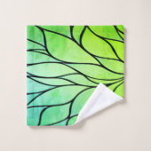Teintes vertes vives motif créatif de feuilles  (Gant de toilette)
