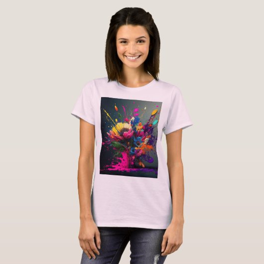 Teinture d'aquarelle design T-shirt fille (Devant entier)