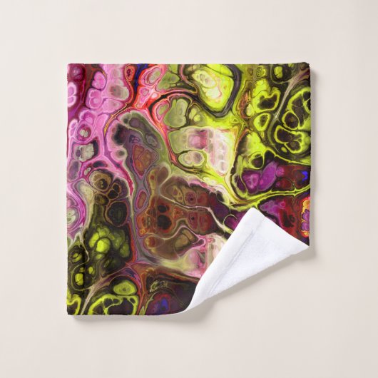 Teinture en marbre rose et chartreuse (Gant de toilette)