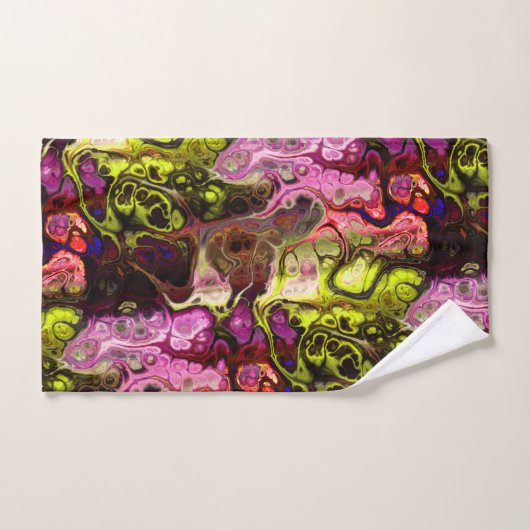 Teinture en marbre rose et chartreuse (Serviette à main)