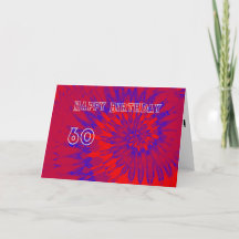 Teinture rouge et bleu 60e Joyeuse carte d'anniver