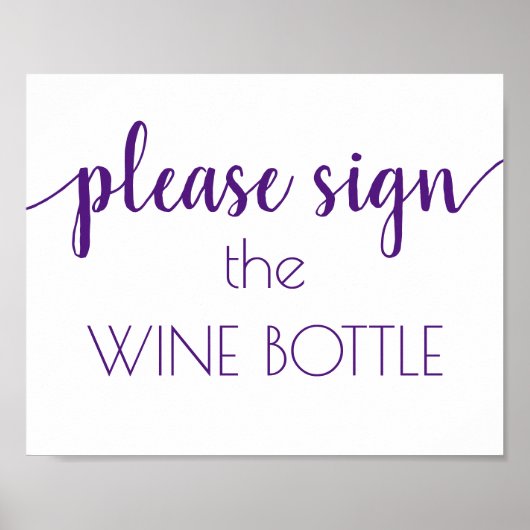 Teken de wijnfles | Paarse script Poster (Voorkant)