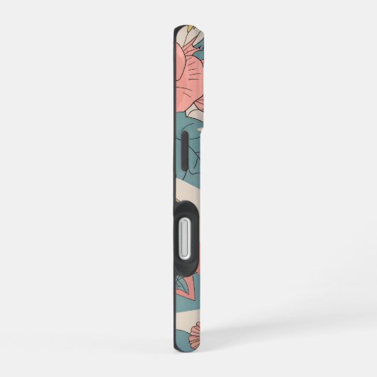 Teken een patroon met harten en bloemen iPhone 16 hoesje (Rechterkant)