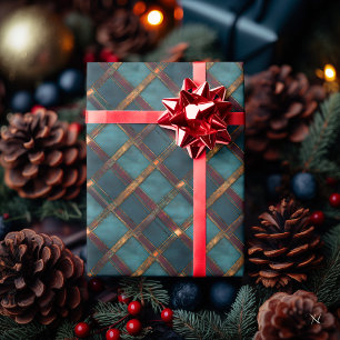 Teken en bruine kruislingse plaid – Elegante rusti Cadeaupapier