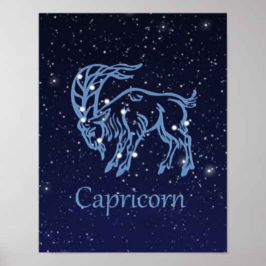Teken en constellatie van de dierentuin van Capric Poster (Voorkant)