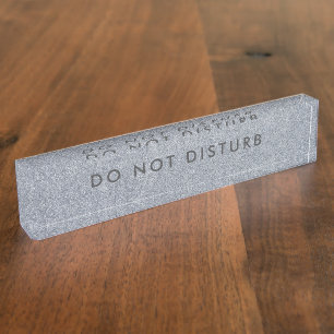 Teken Glitter Silver Business niet storen Naambordje