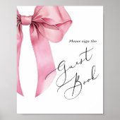 Teken het gastenboek Roze lint script Bruidsjurk Poster (Voorkant)