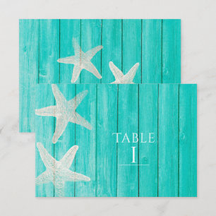 Teken-hout & Zeester Strand Elegant Tafelnummer