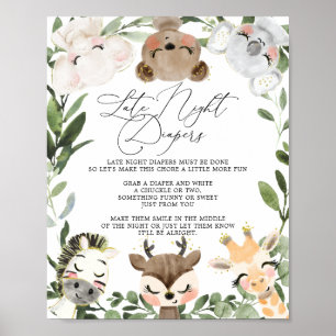 Teken "Late Naight Diapers Sigers" Baby shower Poster