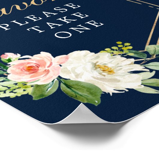 Teken met Navy Blauwe Gouden Blush Favorieten Poster (Hoek)