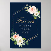 Teken met Navy Blauwe Gouden Blush Favorieten Poster (Voorkant)
