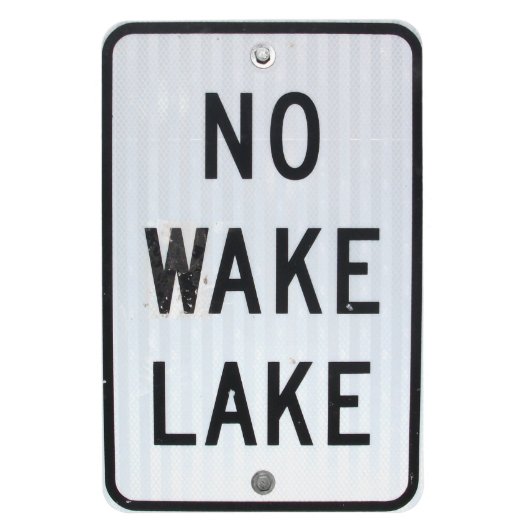 Teken "No Wake Lake" Magneet (Verticaal)