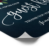 Teken ons gastboek wijn navy trouwen poster (Hoek)