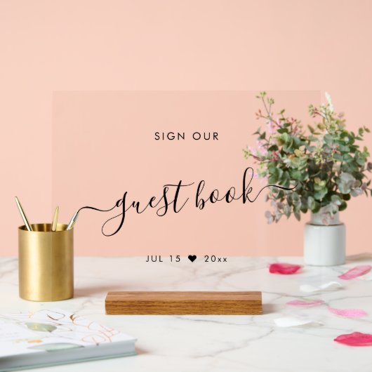 Teken ons gastenboek Bruiloft Zwart Acryl Bord (Huwelijk)