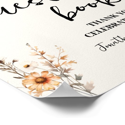 Teken ons gastenboek Wedding Autumn Wildflowers Poster (Hoek)