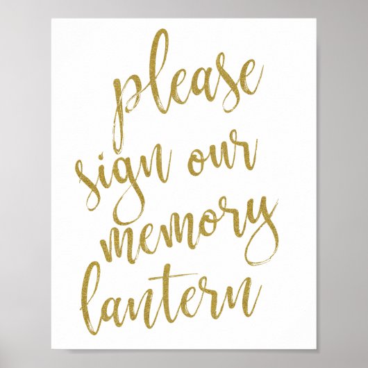 Teken onze Memory Lantern 8x10 Wedding Sign. Poster (Voorkant)