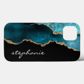Teken Teal Waterverf Agate Case-Mate iPhone Case (Achterkant (horizontaal))