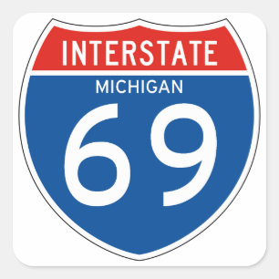 Teken tussen staten 69 - Michigan Vierkante Sticker