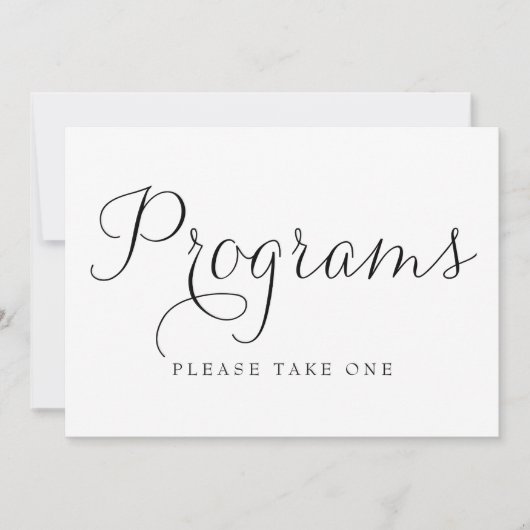 Teken van Black Dainty Script Wedding Programs Kaart (Voorkant)