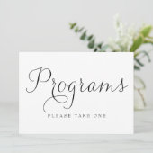 Teken van Black Dainty Script Wedding Programs Kaart (Staand voorkant)