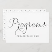 Teken van Black Dainty Script Wedding Programs Kaart (Voorkant / Achterkant)