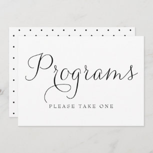 Teken van Black Dainty Script Wedding Programs Kaart