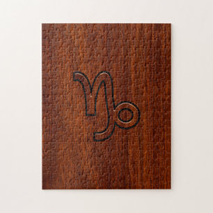 Teken van Capricorn Zodiac in Mahogany Style print Legpuzzel