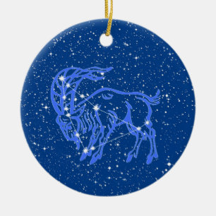 Teken van de dierentuin van Capricorn met sterren Keramisch Ornament
