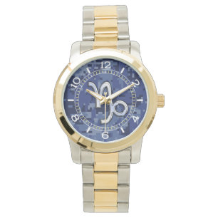 Teken van de dierentuin van Capricorn op Navy Camo Horloge