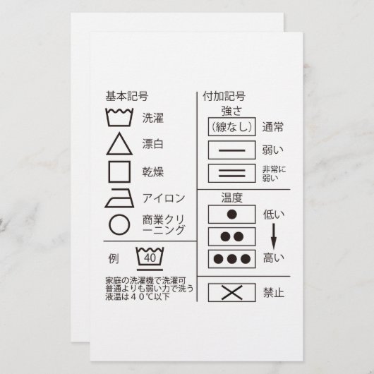 Teken van de wasmachine briefpapier (Voorkant / Achterkant)