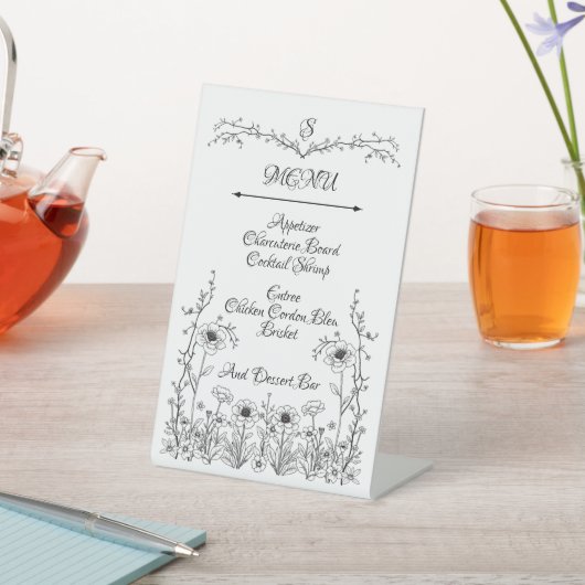 Teken van het bloemenmenu reclamebord met voetstuk (Insitu)