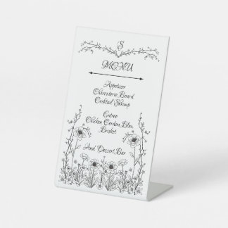 Teken van het bloemenmenu reclamebord met voetstuk