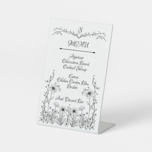 Teken van het bloemenmenu reclamebord met voetstuk (Voorkant)